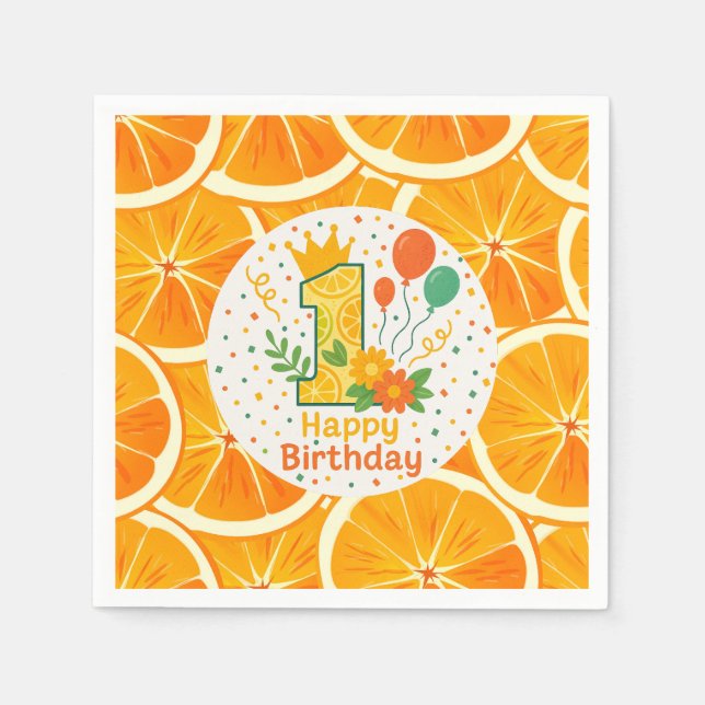 Serviette En Papier Plaques Papier d'anniversaire de Citrus brillantes (Devant)