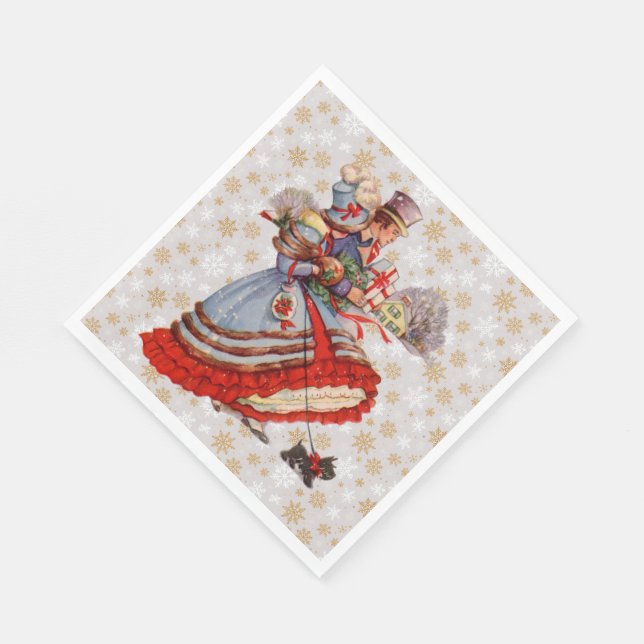 Serviette En Papier Plaques papier de Noël à l'ancienne mode (Coin)