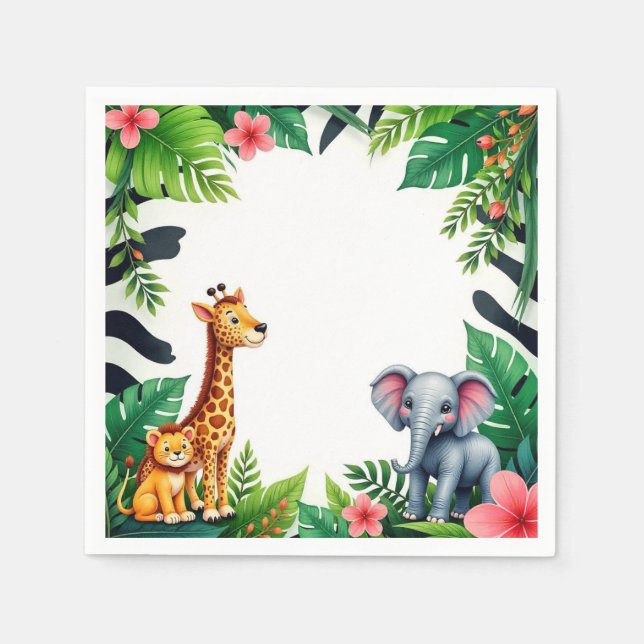 Serviette En Papier Plaques papier Safari Anniversaire (Devant)