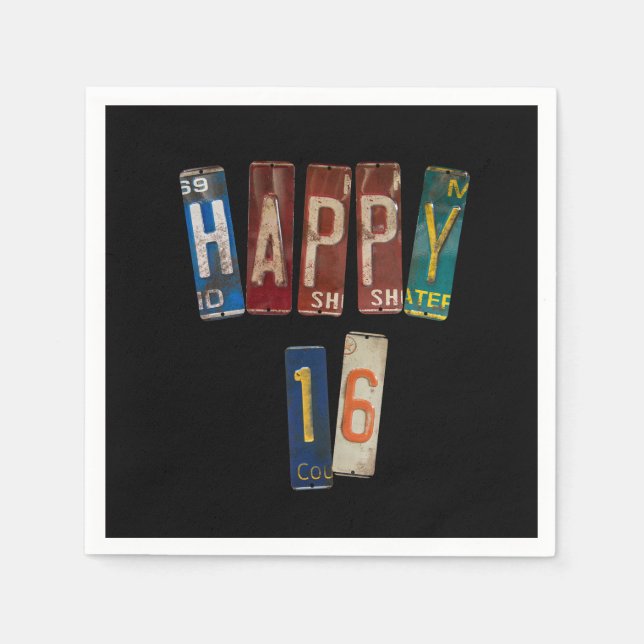 Serviette En Papier plaques rouillées pour 16e anniversaire (Devant)