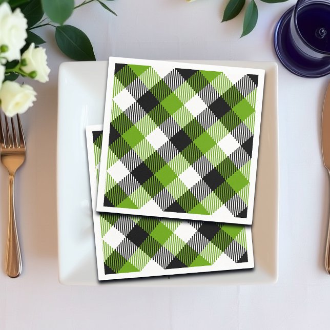 Serviette En Papier Plaques Tartan simples Vert néon (Créateur téléchargé)