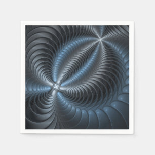 Serviette En Papier Plastique bleu gris 3D Fractal Art moderne Abstrai