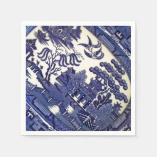 Serviette En Papier Plat bleu vintage de tuile de motif de plat de la