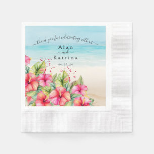 Serviette En Papier Plate de papier de destination de la plage d'Hibis