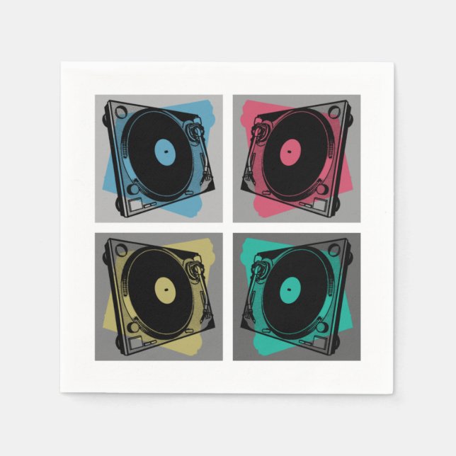Serviette En Papier Platines Tourne-disques Pop Art Rétro (Devant)