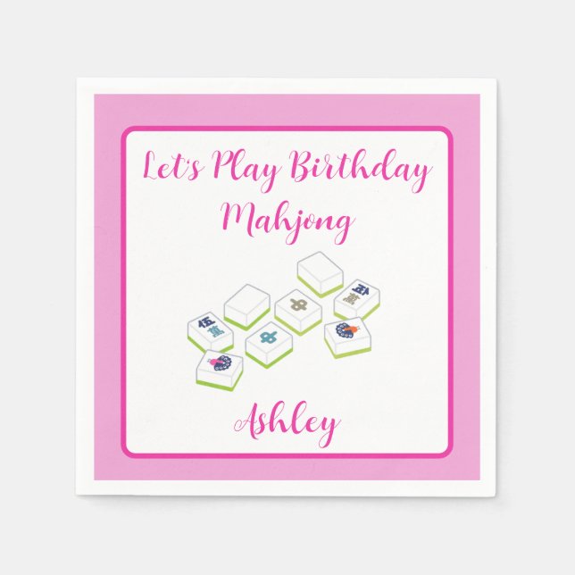 Serviette En Papier Play Birthday Mahjong PERSONALIZE (Devant)