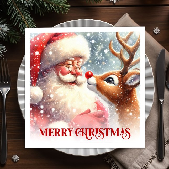 Serviette En Papier Playful Santa Rudolph Christmas Party Napkins Set (Playful Santa Rudolph Christmas Party Napkins Festive)