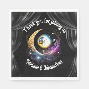 Serviette En Papier Pleine lune étoile ciel de ciel céleste drapeaux