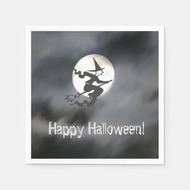 Serviette En Papier Pleine lune sorcière (Devant)
