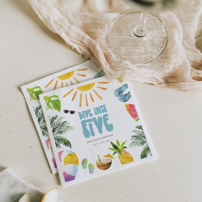 Serviette En Papier Plongez dans cinq piscines fête d'anniversaire (Créateur téléchargé)