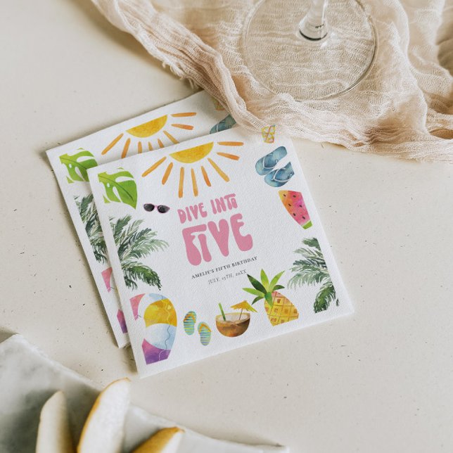 Serviette En Papier Plongez dans cinq piscines fête d'anniversaire (Créateur téléchargé)
