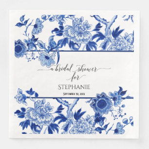 Serviette En Papier Pluie de Cadeaux de Mariage Chinoiserie Bleue Flor