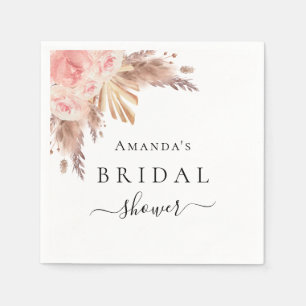 Serviette En Papier Pluie de mariage herbe de pampa floral rose doré