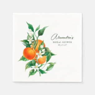 Serviette En Papier Pluie d'été de mariage de fleur d'orange aquarelle