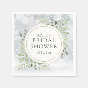 Serviette En Papier Pluie d'hiver aquarelle verdure Baby Shower