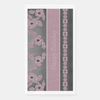 Serviette En Papier Plum Floral Et Gris