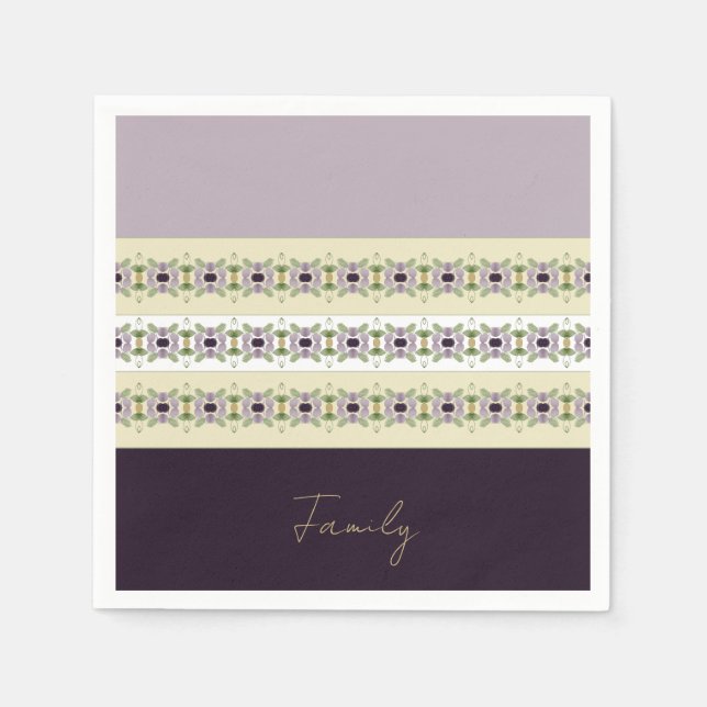 Serviette En Papier Plum mauve et beige (Devant)