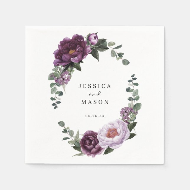 Serviette En Papier Plum Peonies Mariage Napkin Cocktail Napkin (Devant)