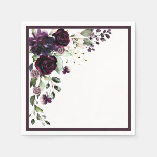 Serviette En Papier Plum Purple Aquarelle Fête des mariées Florale