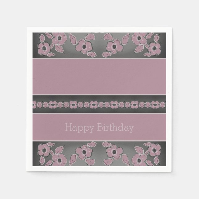 Serviette En Papier Plum Rose Floral (Devant)