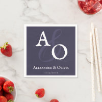 Plum violet minimaliste Mariage Monogramme