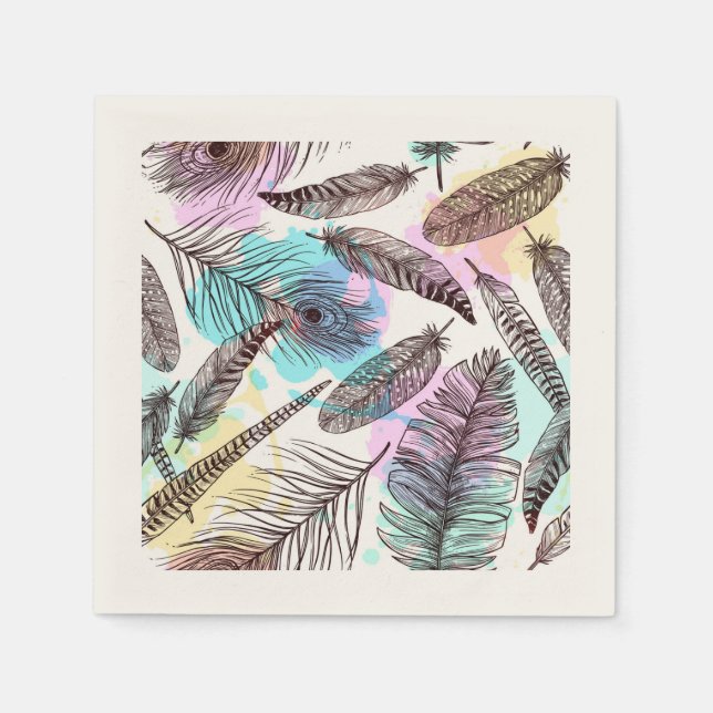 Serviette En Papier Plume de paon (Devant)