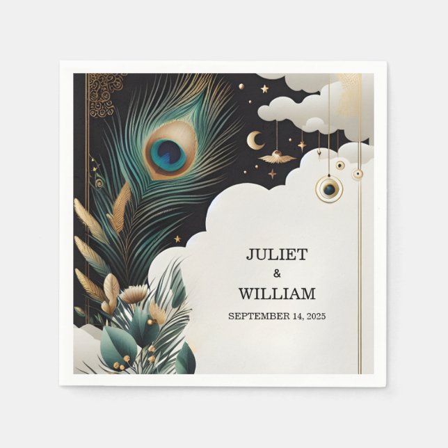 Serviette En Papier Plume Russe Asiatique Ciel Cloud Mariage (Devant)