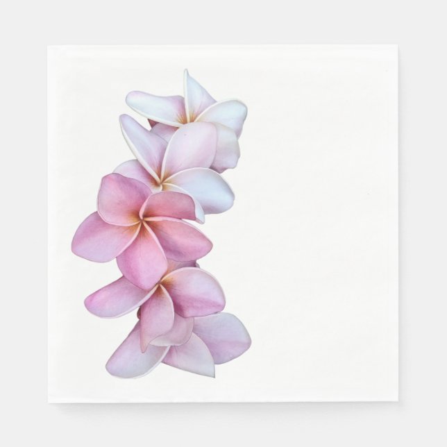 Serviette En Papier Plumeria en papier rose Napkin (Devant)