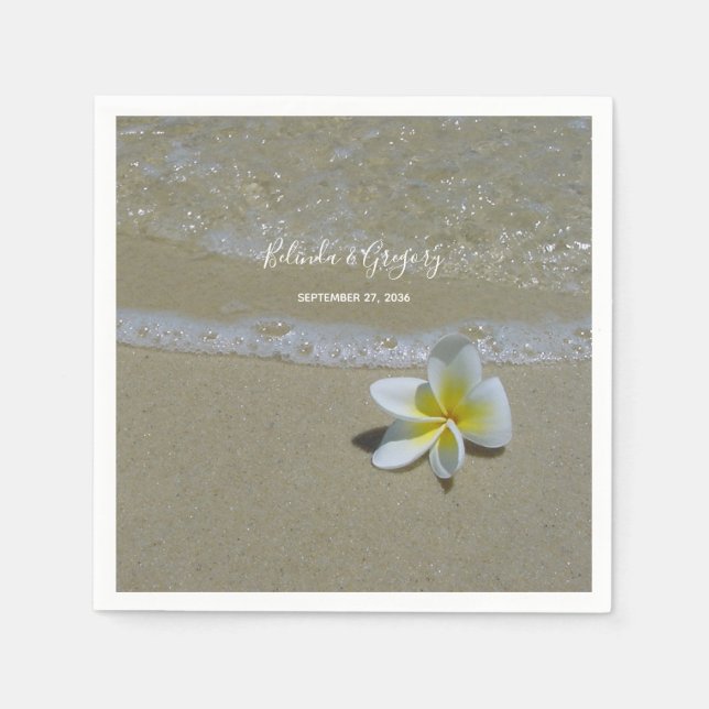 Serviette En Papier Plumeria Frangipani sur le Mariage de sable (Devant)