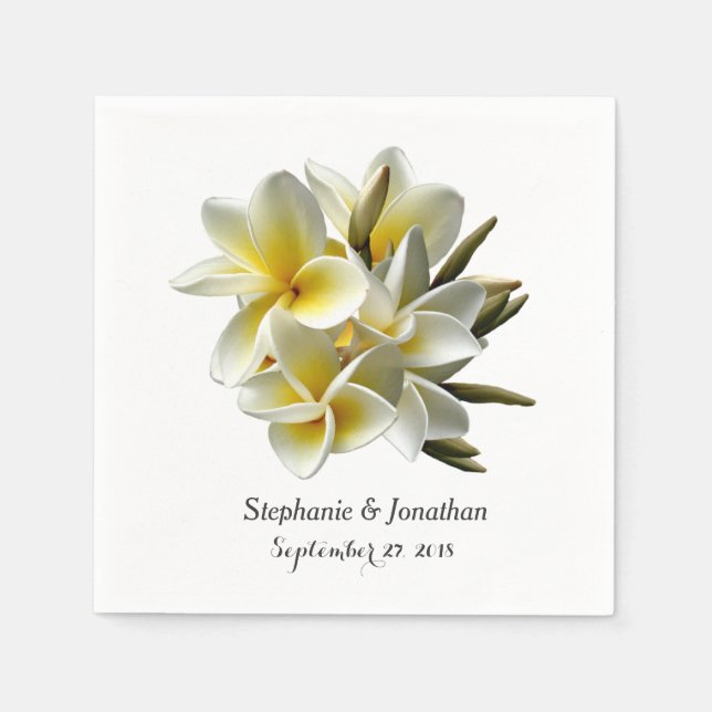 Serviette En Papier Plumeria Jaune Fleurs Mariage Tropical Napkin (Devant)