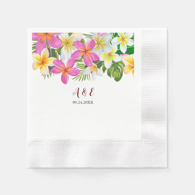 Serviette En Papier Plumeria tropicale Temple Arbre Mariage Papier (Devant)