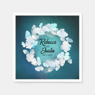 Serviette En Papier Plumes blanches de cadre Floral Moderne Boho