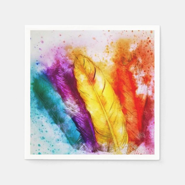 Serviette En Papier Plumes brillantes (Devant)