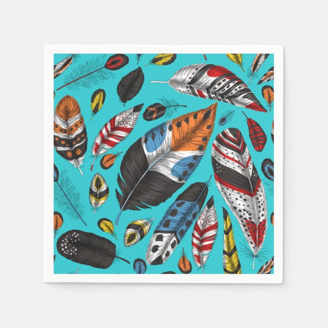 Serviette En Papier Plumes colorées (Devant)