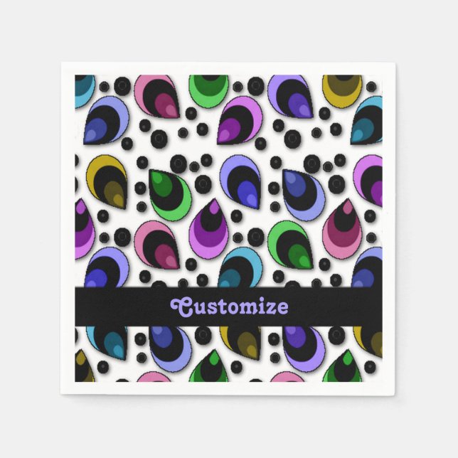 Serviette En Papier Plumes de paon Abstrait Motif serviettes (Devant)