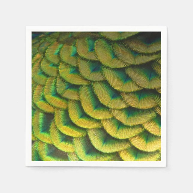 Serviette En Papier Plumes de paon II Nature colorée (Devant)