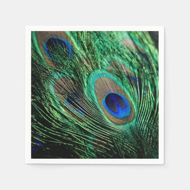 Serviette En Papier Plumes de paon Lucky (Devant)