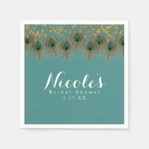 Serviette En Papier Plumes de Paon & Points Dorés FÊTE DE TOUTE COULEU