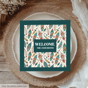 Serviette En Papier Plumes et flèches serviettes minimaliste cadeau pe