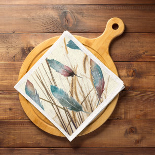 Serviette En Papier Plumes et herbe