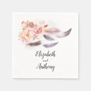 Serviette En Papier Plumes florales de Boho