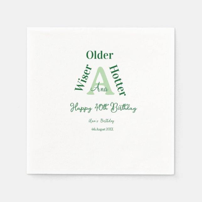 Serviette En Papier plus âgé plus sage plus chaud Joyueux 40e annivers (Devant)