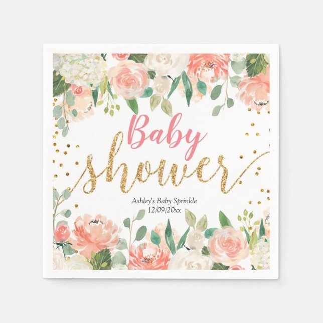 Serviette En Papier Poche Baby shower Floral Papier de la partie Napki (Devant)