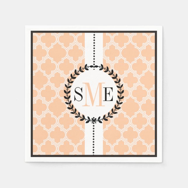 Serviette En Papier Poche, blanc quatrefoil motif mariage (Devant)