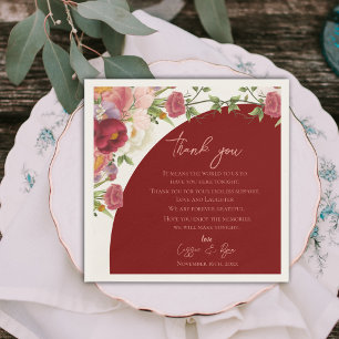 Serviette En Papier Pocher Floral Red Arch Mariage message Merci