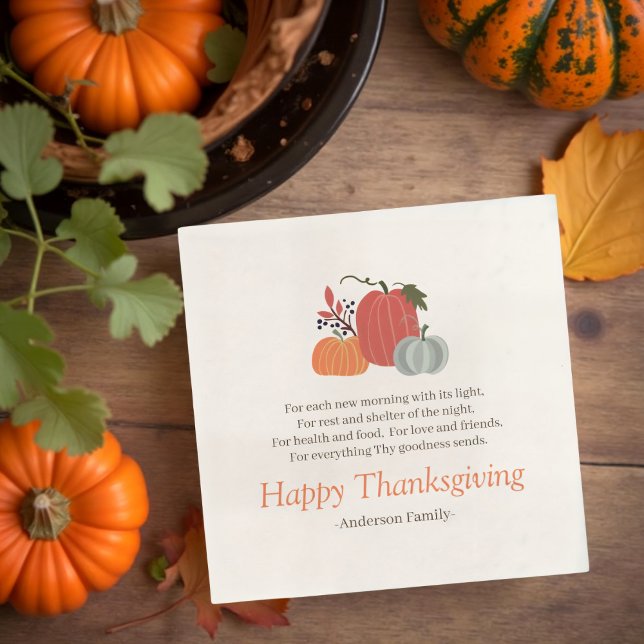 Serviette En Papier Poème de Thanksgiving Campagne Rustique Automne Ci (Créateur téléchargé)