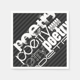 Serviette En Papier Poésie ; Gris Noir & Foncé