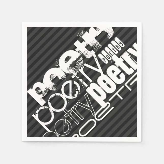 Serviette En Papier Poésie ; Gris Noir & Foncé (Devant)