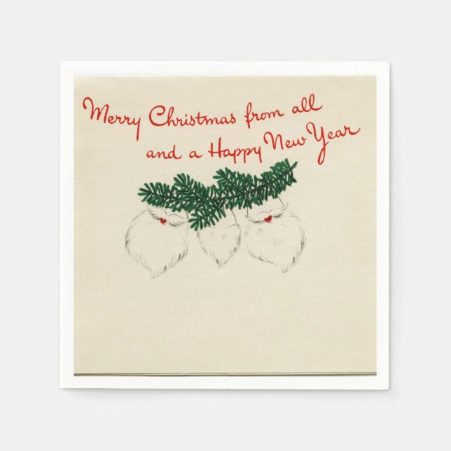 Serviette En Papier Poignée Père Noël Heards Papier Napkin (Devant)