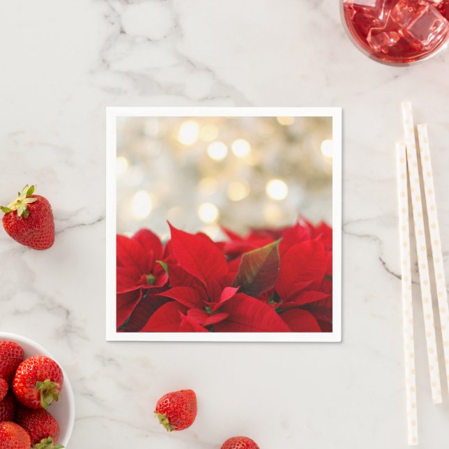 Serviette En Papier Poinsettia de Noël (En situation)
